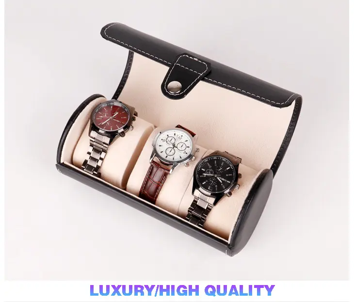 Wooden Box factory customized Real leather travel organizer watches case leather travel watch box