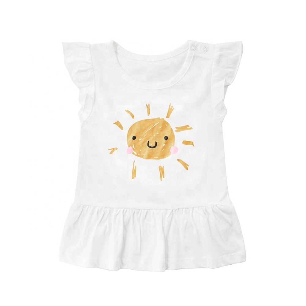 Оптовая продажа, изготовленные на заказ, дышащие летние тонкие детские футболки без рукавов из органического хлопка, футболки для маленьких девочек