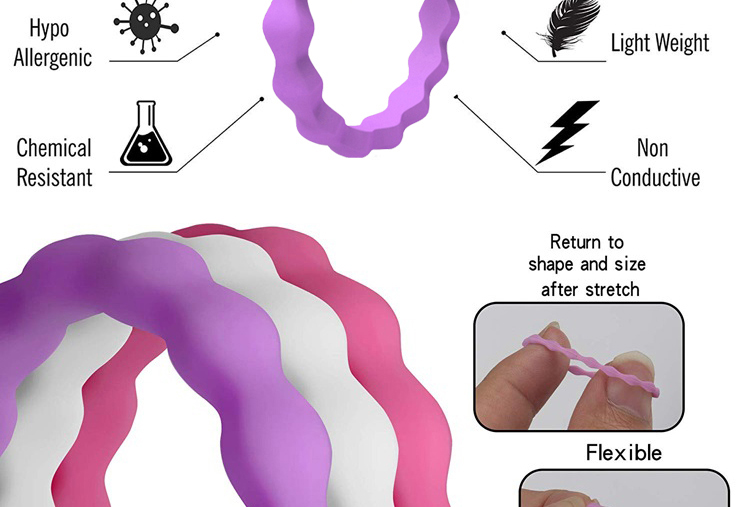 Alianças de casamento de Logo Custom Silicone Rubber Finger da categoria médica para homens