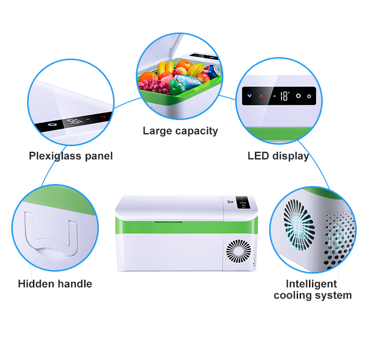 12v motorhome travel portable car freezer truck solar water milk cooler box c pentane 20L mini compressor fridge for cars