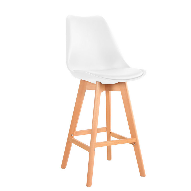 Новый дизайн, барный стул из полипропилена и пластика с деревянной ножкой, барный стул тюльпан
