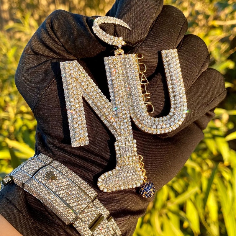 Hip Hop Shoes Iced Out VVS Moissanite Pendant Sterling Silver 925 Plated 18K Gold Custom Charm Pendant for Man