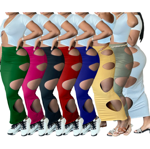 WX1154 горячая Распродажа, рваная юбка с отверстиями, модная женская одежда