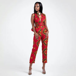 Atacado Novo Estilo Das Mulheres Das Senhoras Multi-way Wear Africano Dashiki Cintos de Impressão Slim Fit Negócios Vestir para Trabalhar Macacões