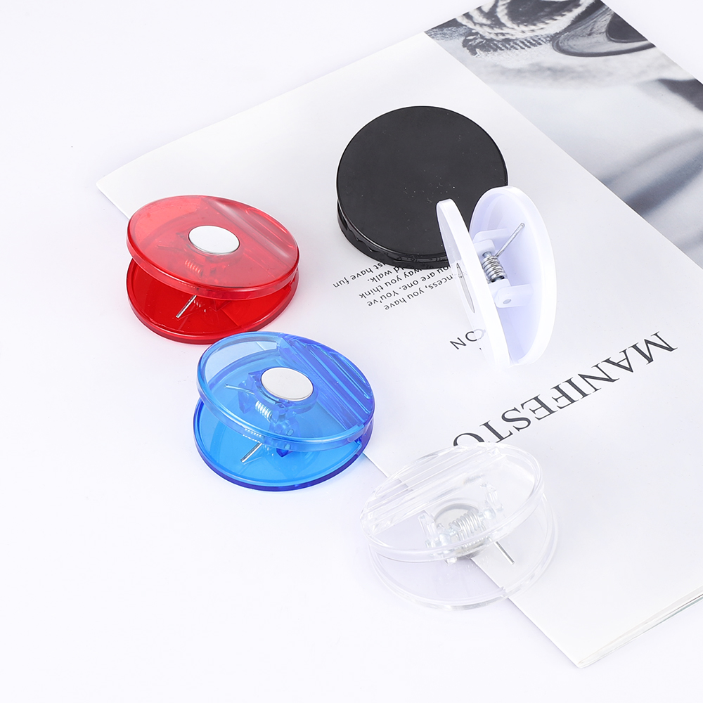 Low MOQ Round Magnetic Clip Translucent Plastic Spring Clip
