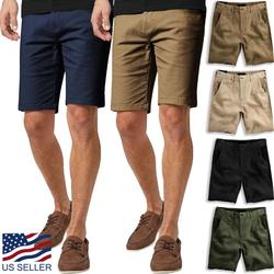 Chino Essenciais Estiramento dos homens Oxford Vestido Bermudas Verão Frente Plana