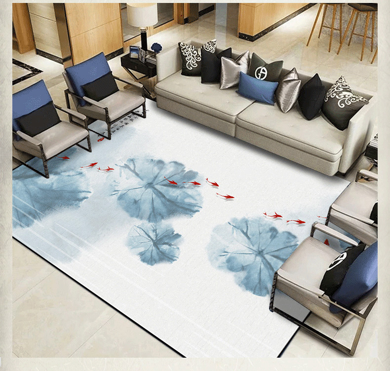 Chinese style restaurant household home center printed luxury landscape bedroom carpet big living room floor rug