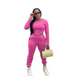 Customized Design High Quality Women's small waist high elastic cotton sports two-piece set