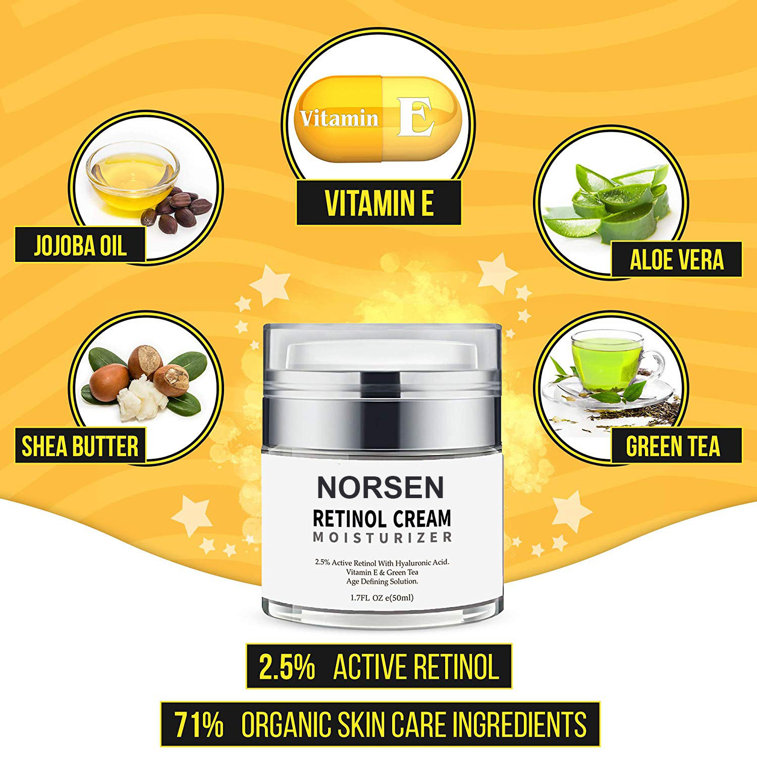 High Quality Organic Retinol Cream Plastic Bottle Private Label Adults Face Female 3 Years Sample Size 30 Days 50ml OEM/ODM