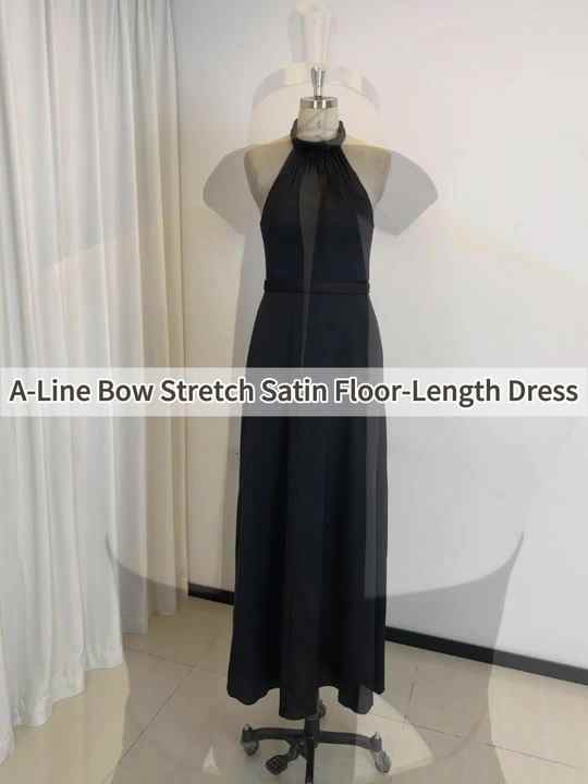 TEENYEE Durable Halter Neckline Black Bridesmaid Dresses Modern Formal Plus  Size Party Gowns for Ladies