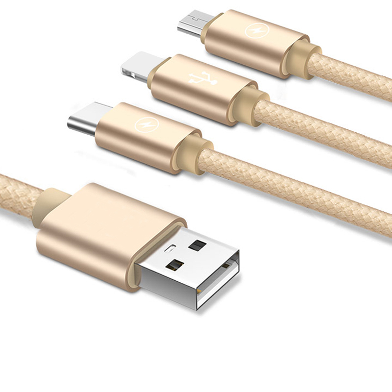 Usb кабель с нейлоновой оплеткой для передачи данных кабель микро 3in1 usb-кабель для быстрой зарядки на борту самолета Type C кабель для передачи данных Usb 3 в 1