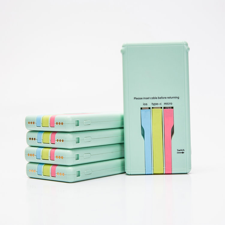 OEM универсальный внешний аккумулятор с 3 кабелями, портативное зарядное устройство для всех мобильных телефонов, напрямую с завода, внешний аккумулятор, сделано в Китае