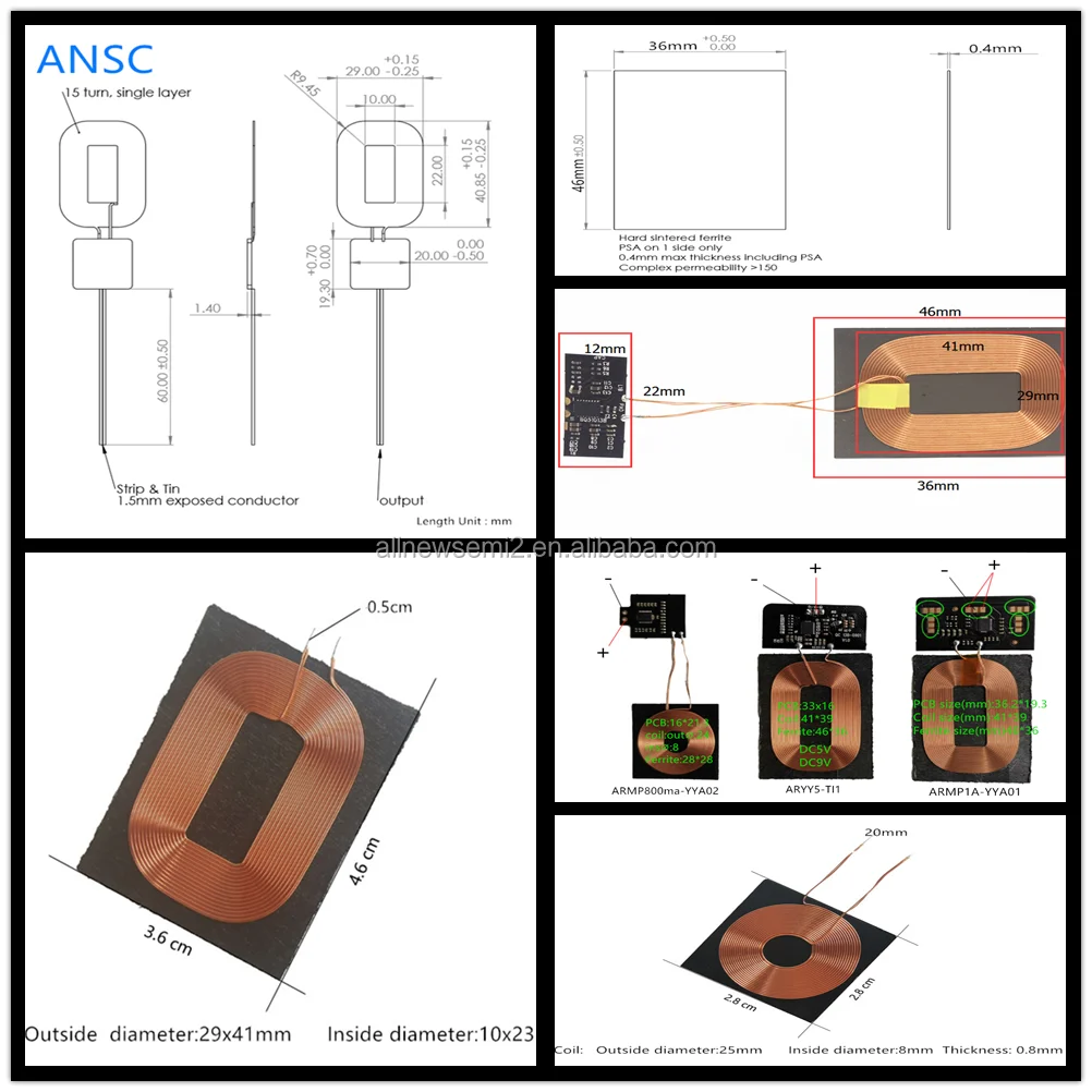 Battery Depressurization Charging management TYPE-C  Output 3.3V Lithium battery wireless charging PCB receiving module DC3.7V