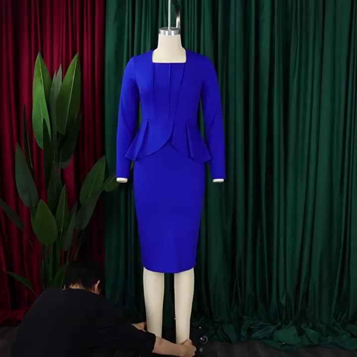 D444 Fashion Fall Dresses Women Casual Long Sleeve Elegant Ruffle Ladies  Office Dress Women Formal Work Career Dresses