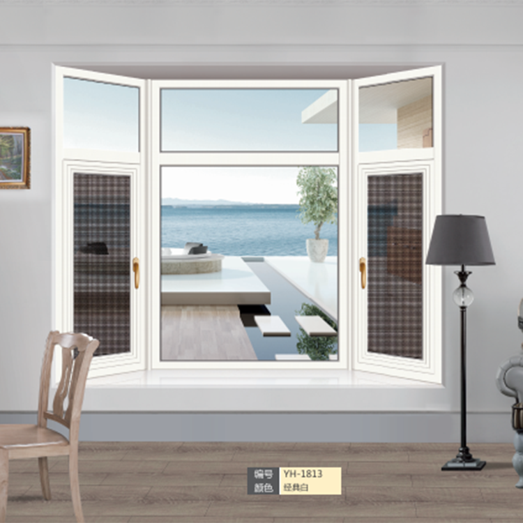 Latest Design Commercial 85 cm Outer Frame Glass Window With Net