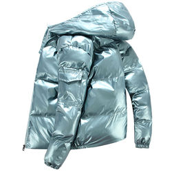 4XL 5XL Winter Casual Bubble Puffer Man Men's Jackets Hooded Collar Coats Solid Color Zipper Up Glossy Down Coat For Men Coats