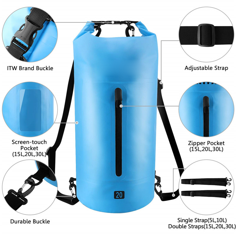 Floating 5L 10L 15L 20L 30L Storage Dry Sack Ocean Pack Waterproof Dry Bag for Boating Kayaking Camping Hiking Swimming