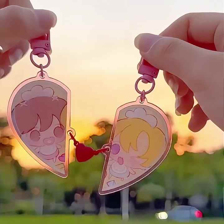 Vigreat Personalized Anime Heart Keychain Magnetic Acrylic Charms