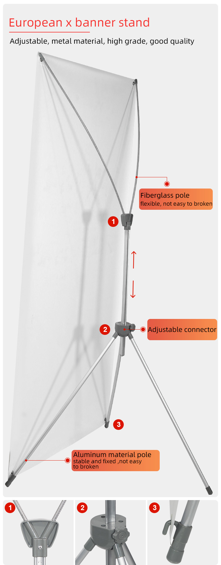 Printing Material Flex Butterfly Aluminum X Banner Stand Display