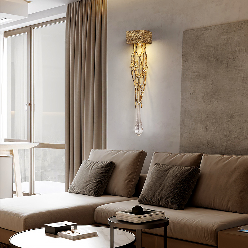 modern new LED copper wall light fancy crystal wall light