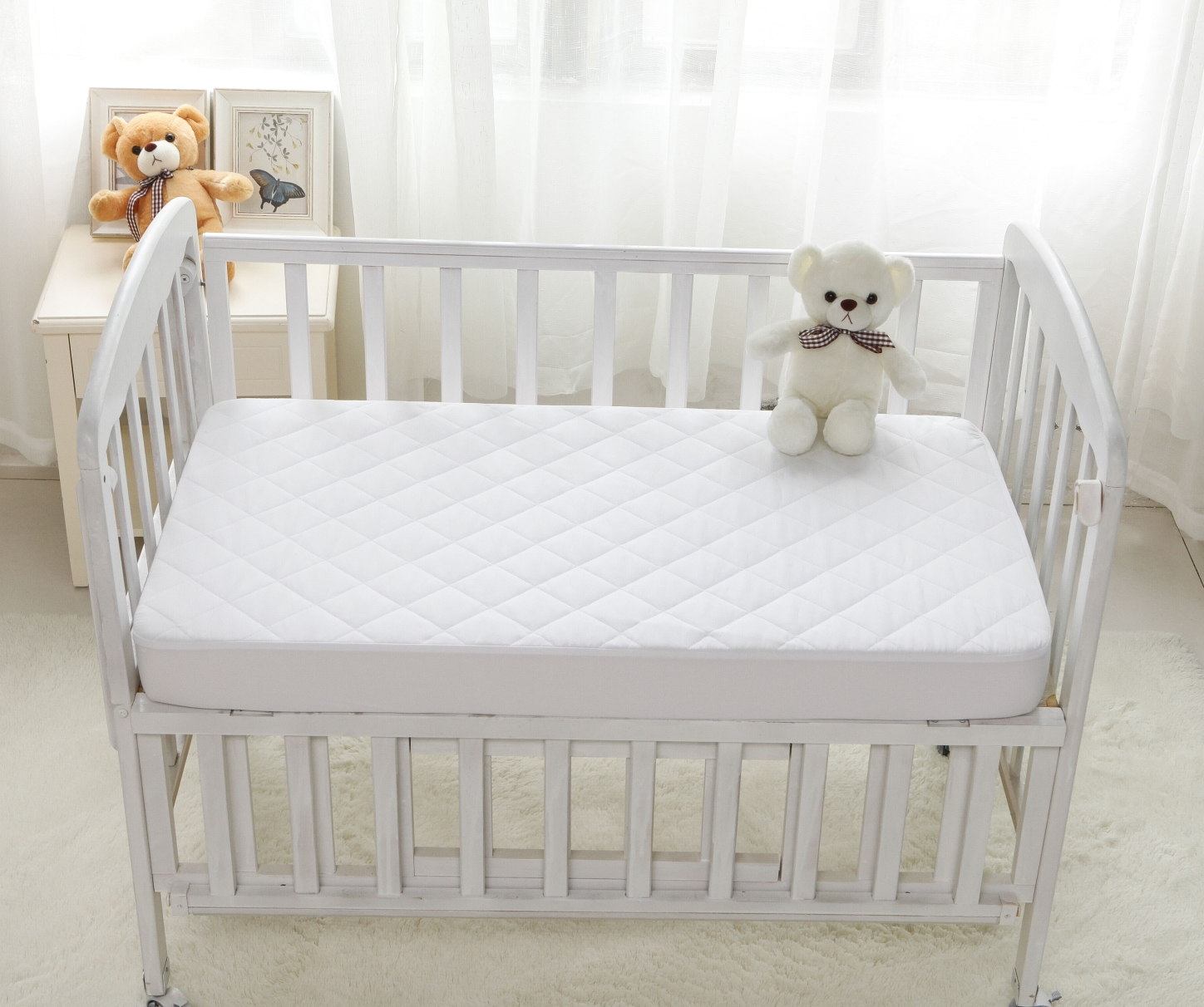 Хлопковый махровый Водонепроницаемый защитный матрас для детской кроватки, защитный матрас для кроватки, водонепроницаемые простыни