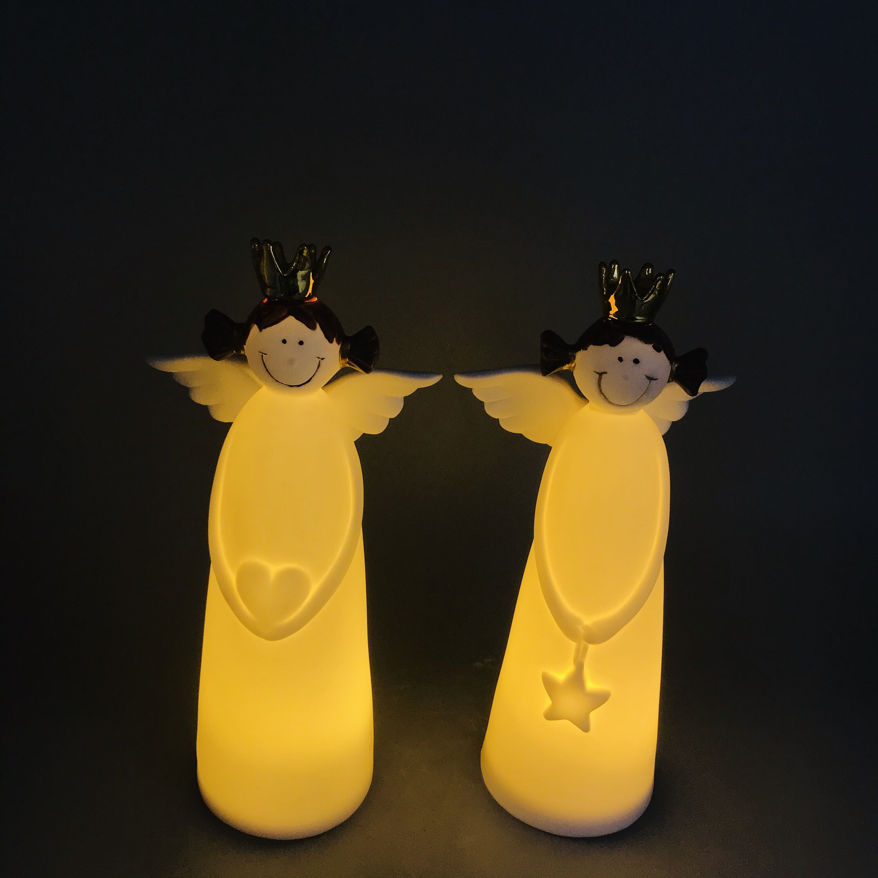 Оптовая продажа дешевые фарфоровые статуэтки ангела со светом