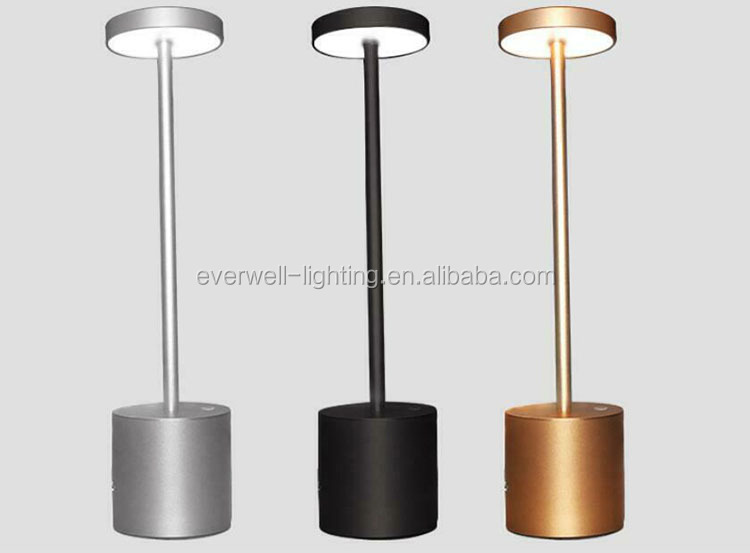 Modern Hotel Energy Saving Table lamp Aluminium USB Rechargeable LED Cordless Table Lamp For Restaurant