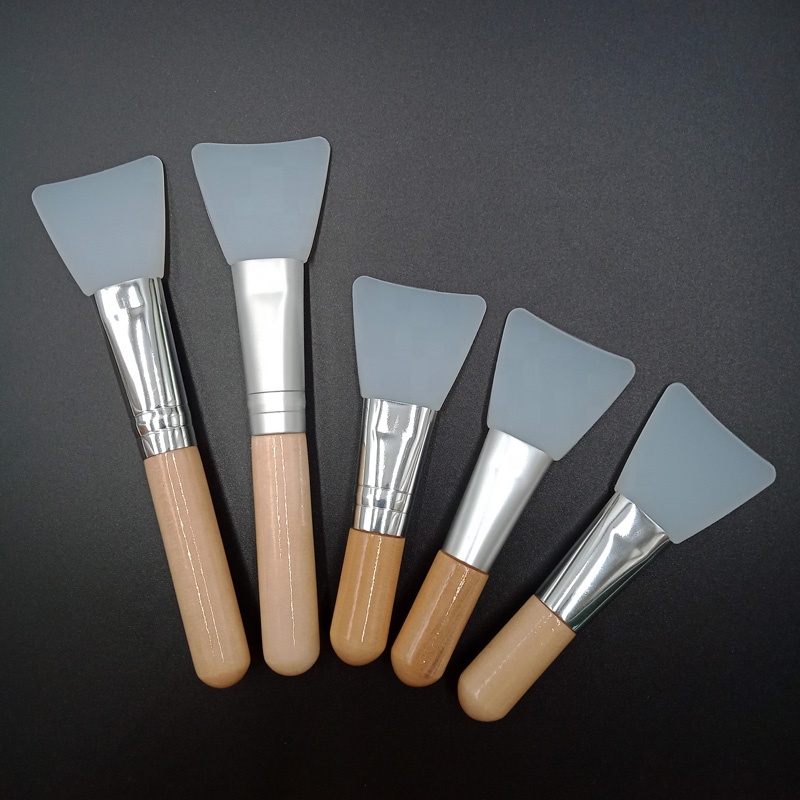 Одиночная Экологически чистая деревянная бамбуковая короткая ручка Силиконовая маска для растушевки лица щетка плоская щетка косметический спа смешивающий грязевой аппликатор