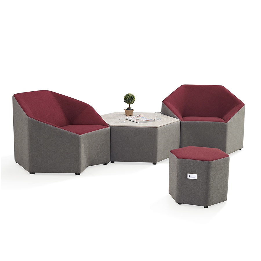 Шестиугольный односекционный модульный диван для офиса, приемной, комнаты ожидания