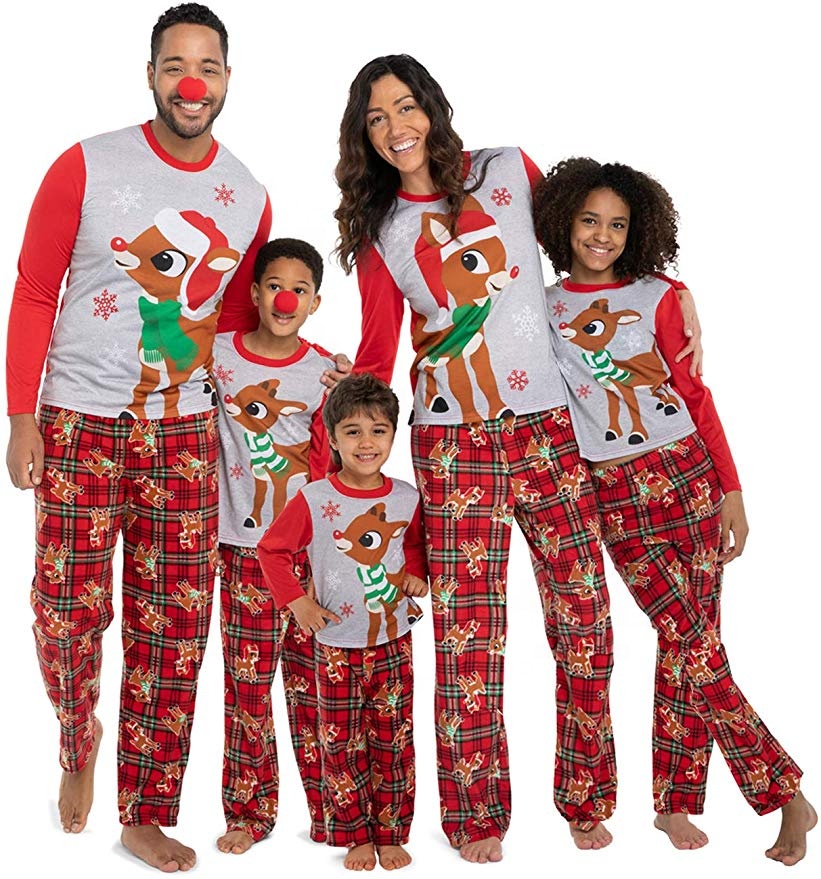 Pijama Navide/ños Hombre Mujer Camisetas y Pantalones de Manga Larga Ropa de Dormir Conjunto para Padres e Hijos Aiboria Pijamas Familiares Navidad