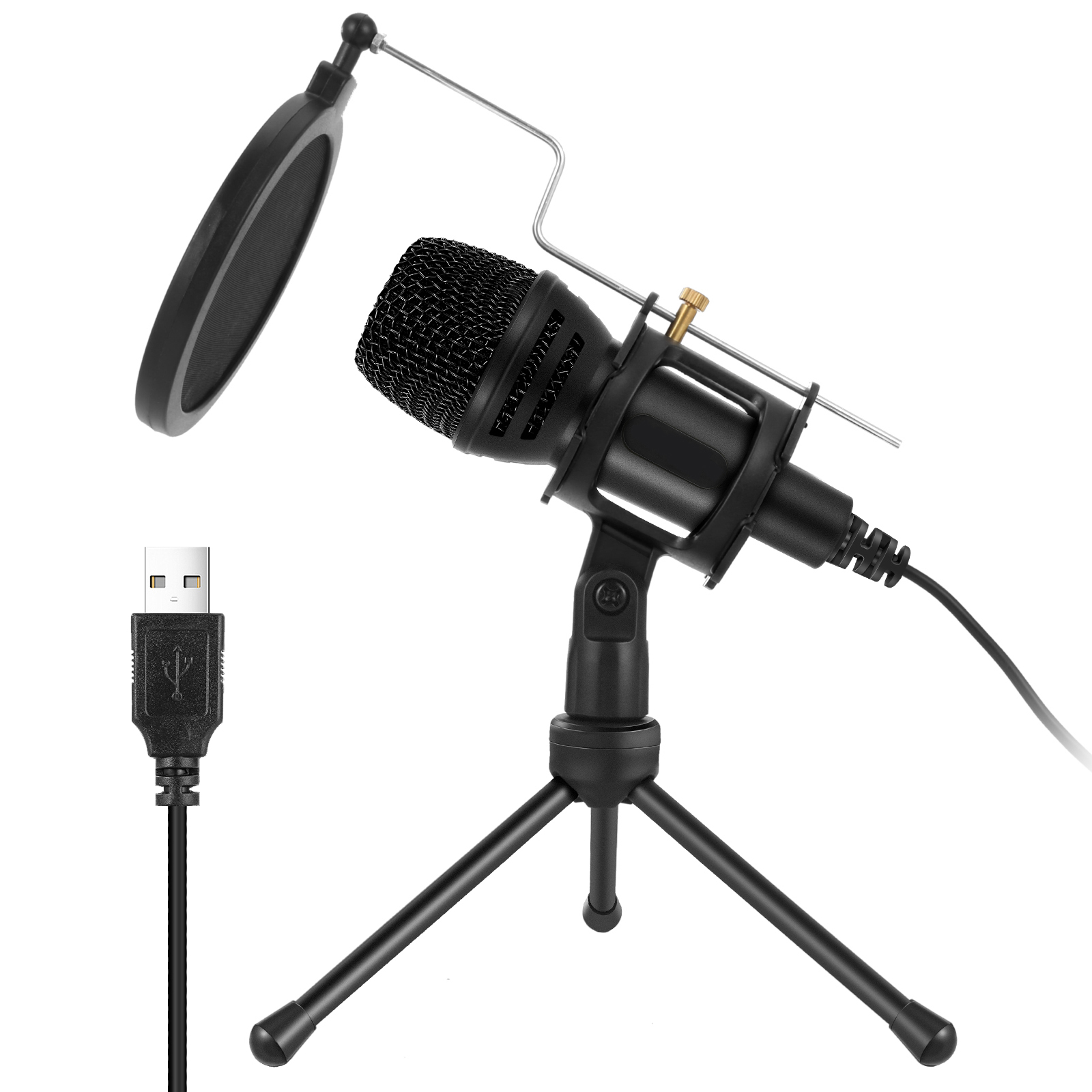 Профессиональный USB звукозаписывающий Студийный микрофон конденсаторный проводной микрофон с подставкой микрофон