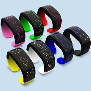 2020 new arrival 9 magic pattern diy glowing scrolling display message OEM customized night running led flash bracelet