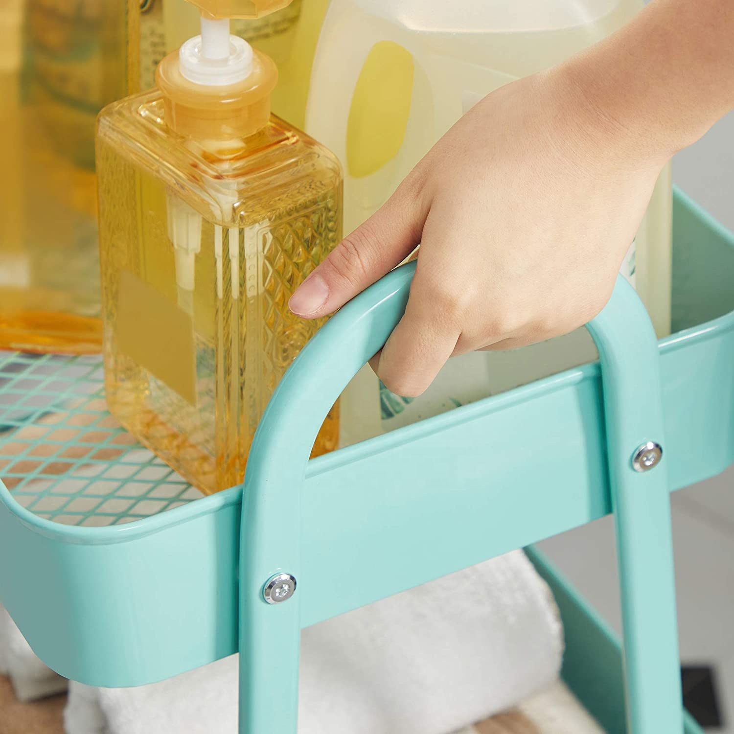 Multi-Purpose Utility Rolling Mobile Cart Trolley Organizer With 3 Tier Drawer Units &Amp; Metal Mesh Shelving Holders Basket Rack For Kitchen,Bathroom,Bedroom Storage On Wheels