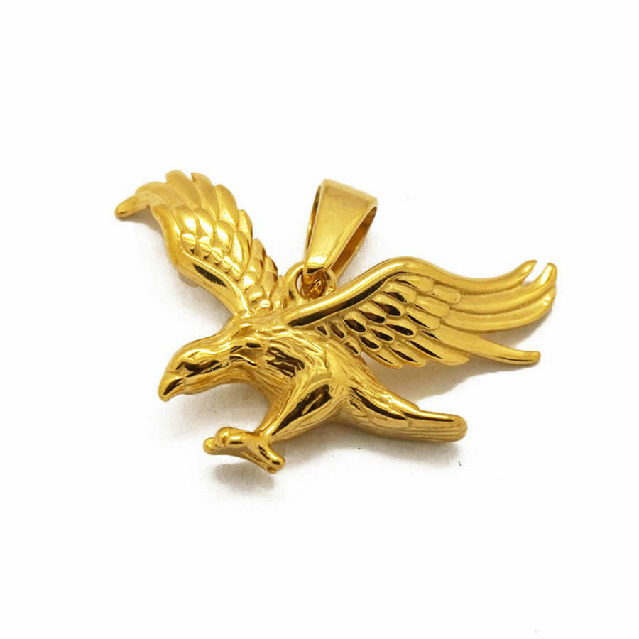 不锈钢鹰吊坠定制18k金鹰展翅吊坠魅力hiphops男士动物首饰