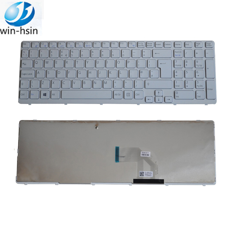 NEW KEYBOARD FOR Sony Vaio Sony Vaio VPC-W W217 Service US SILVER with frame