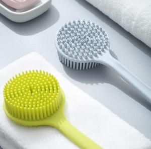 Wholesale silicone Bath shower Massage Brush Soft Silicone Massage Body Scrubber long handle brush