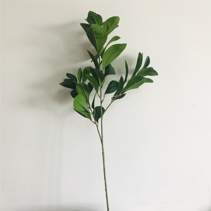 lorenda批发ps001 44厘米乳胶塑料丝人工绿榕树叶装饰榕分支叶子