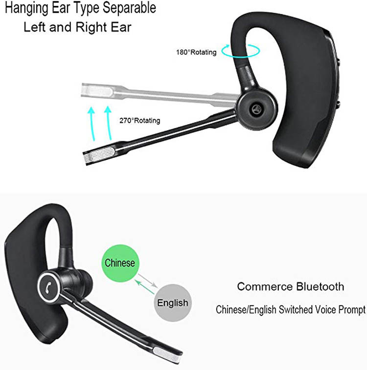 V8 V9 Stereo Smart BT4.1 Earphone Business Wireless Headset Ear-hook Headphones with Mic For phones