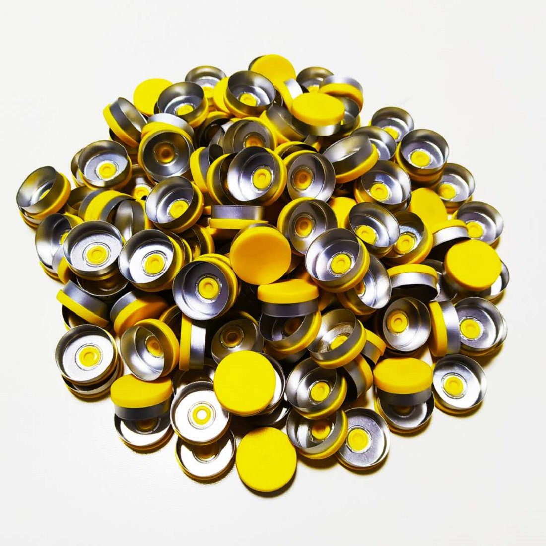 100 шт. 20 мм желтая медицинская защелкивающаяся ОБЖИМНАЯ Крышка для фармацевтических флаконов