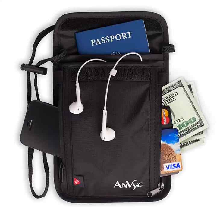 Money Belt LANNSYNE Leather Neck Wallet Travel Pouch For Men And