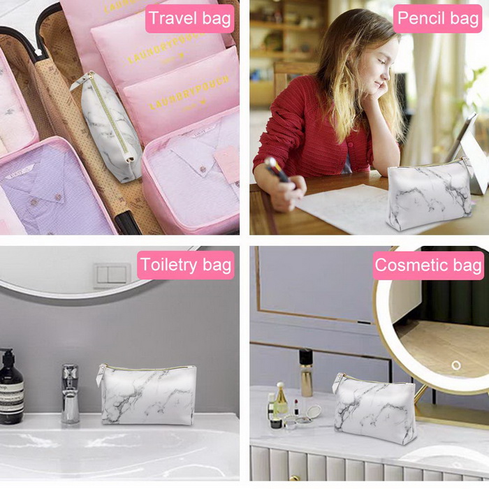 Marmo PU vetrine in pelle impermeabile custodia per trucco cosmetico da viaggio organizer per pennelli portatili