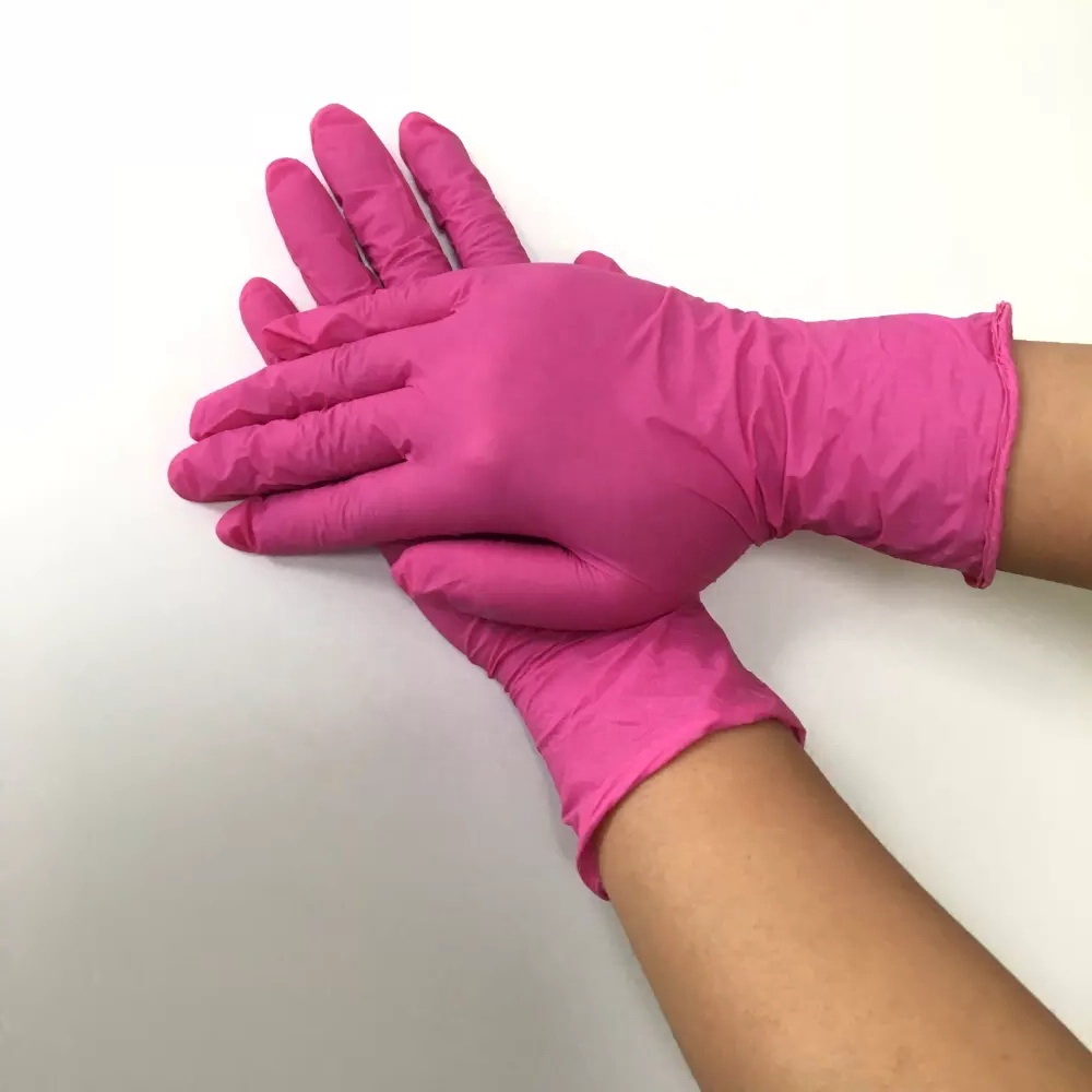 Disposable Powder-free Dental Examination Pink Nitrile Gloves