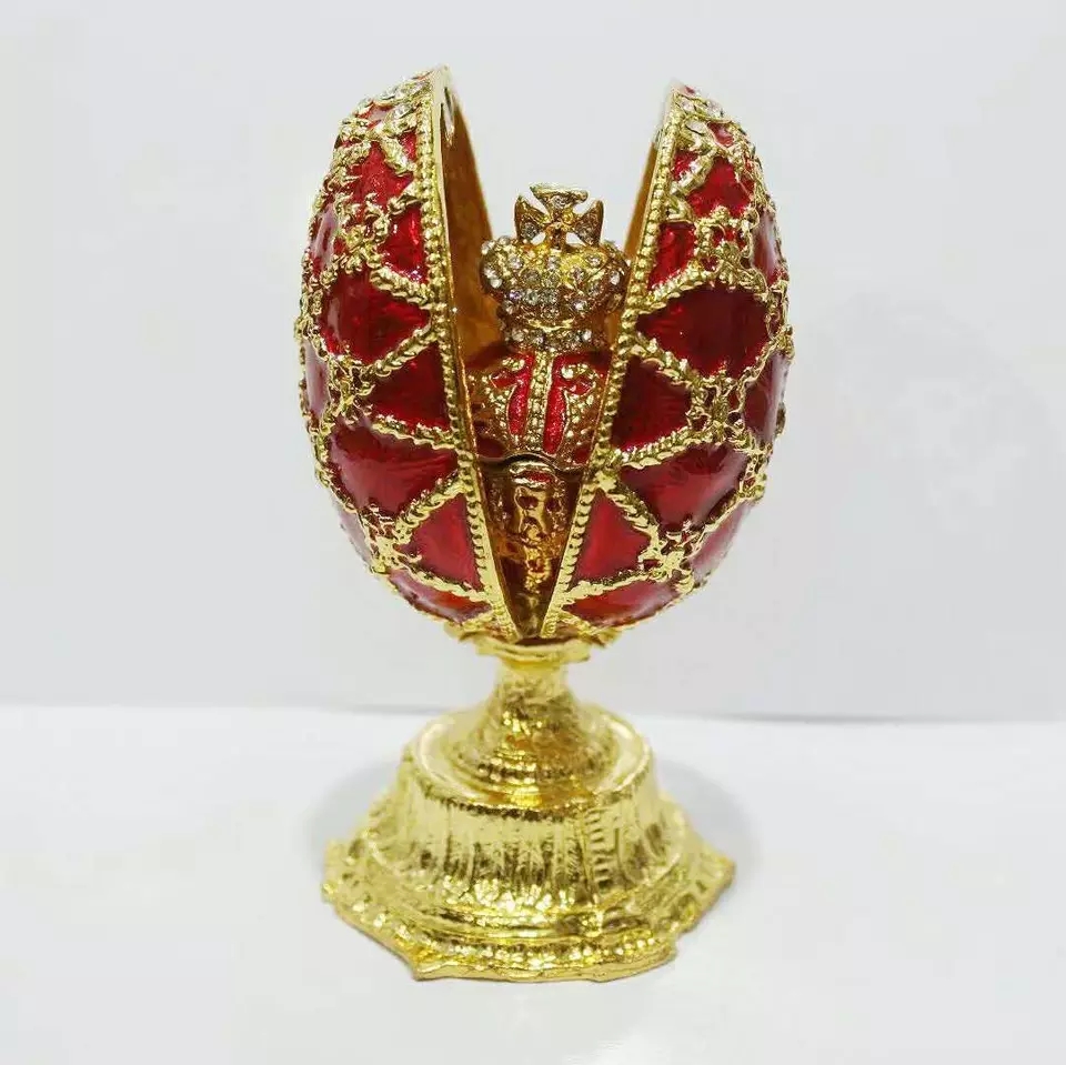 风格首饰盒家居装饰russiabest杜松子可打开鸡蛋首饰合金铸造工艺品