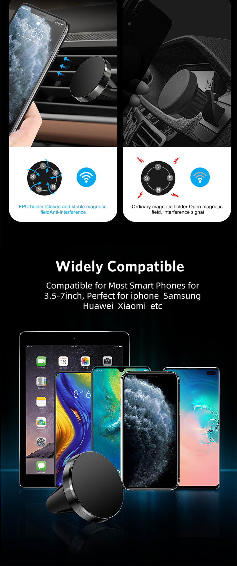 Eonline Super Magnetische Auto Telefon Halter Handy Halterung für iPhone 12 Samsung Xiaomi Huawei Air Vent Clip Smartphones Stehen