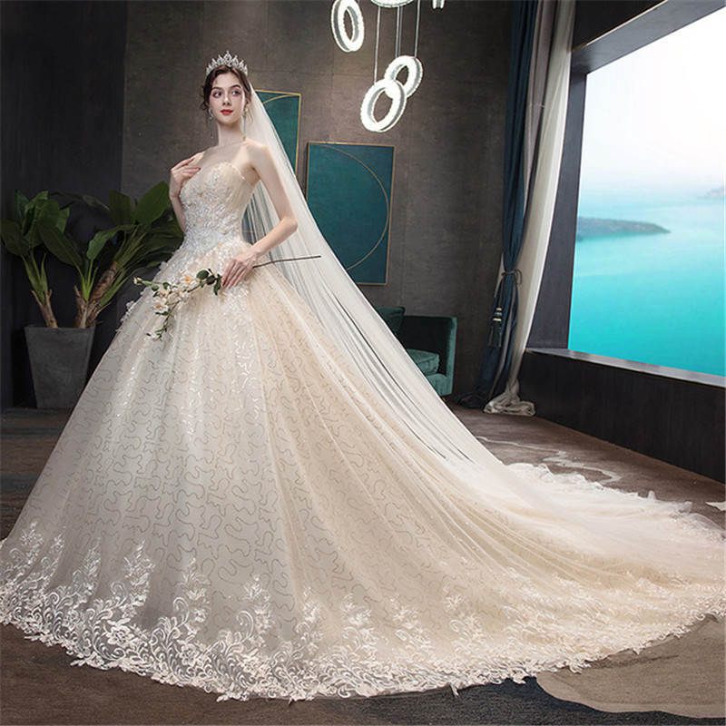 wedding dress with long tail