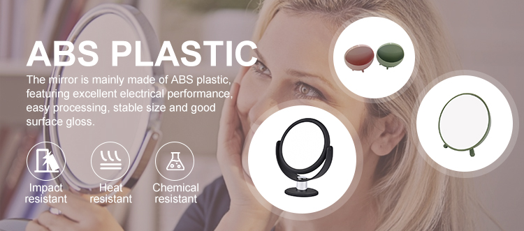 Plastic small cosmetic table mirror standing cosmetic mirror