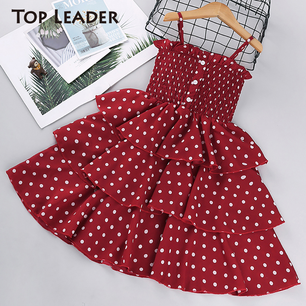Топ Leader/платья для девочек 2021 Лето подростков на бретельках в горошек нарядное платье принцессы для дня рождения; Элегантная детская одежда для детей платье для девочек 4, 8, 10 лет