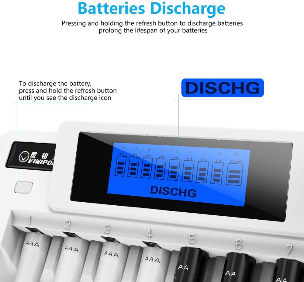 8 слотов Смарт аккумуляторная батарея зарядное устройство aa aaa с обновленной функцией