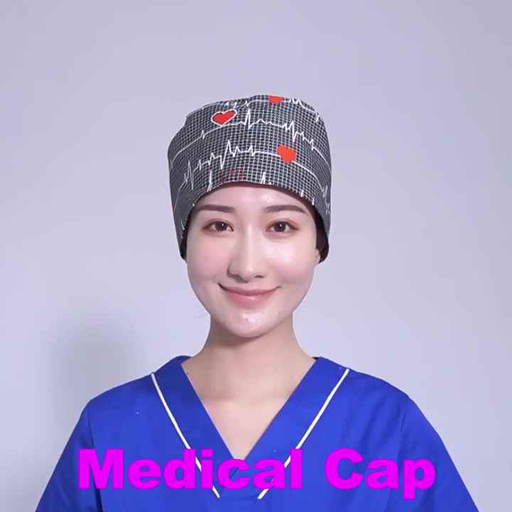 Cotton Nurse Men Scrubs Hat Surgical Cap Plain Printed Scrubs