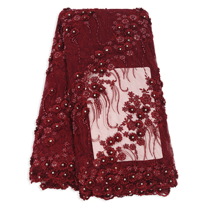 Bestway Luxury Handmade Applique 3d Beaded African French Lace Fabric